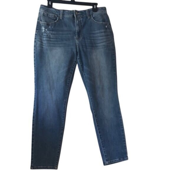 Time And Tru Womens 16 Petite High Rise Skinny Jeans Light Wash Distressed Denim - Picture 1 of 10
